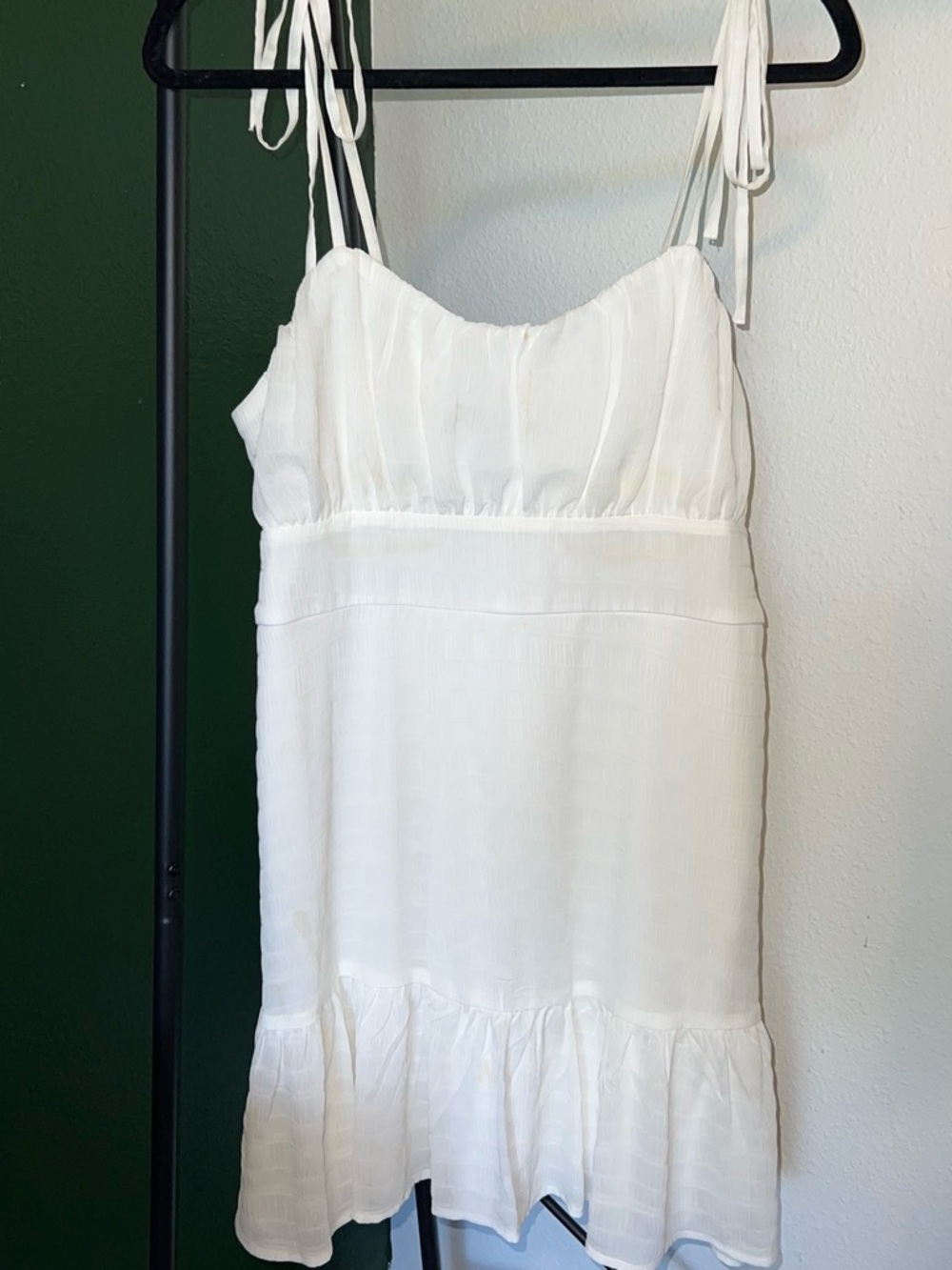 Speechless White Tie-Shoulder Ruffle Slip Dress